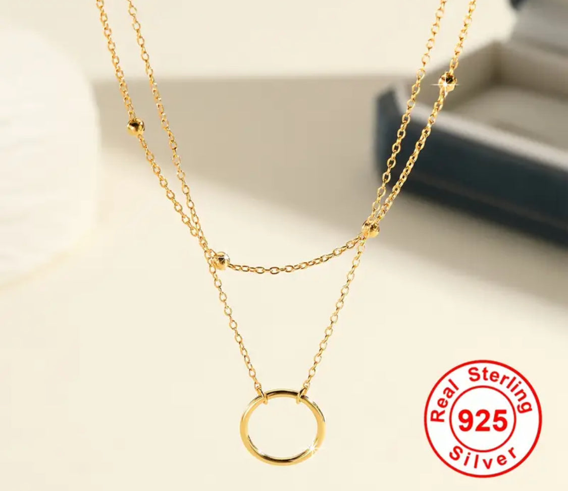 18k Gold Plated Sterling Silver Double Necklace