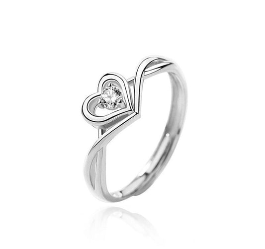 925 Sterling Silver Adjustable Heart Promise Ring