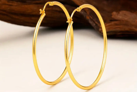 Simple 925 Sterling Silver 18k Gold Plated Hoop Earrings