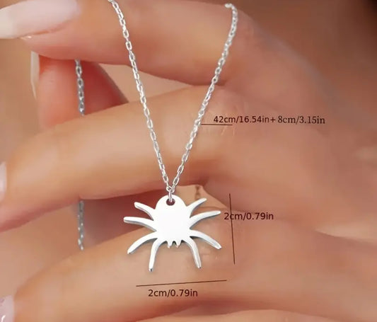 Silver Spider Halloween Pendant Necklace