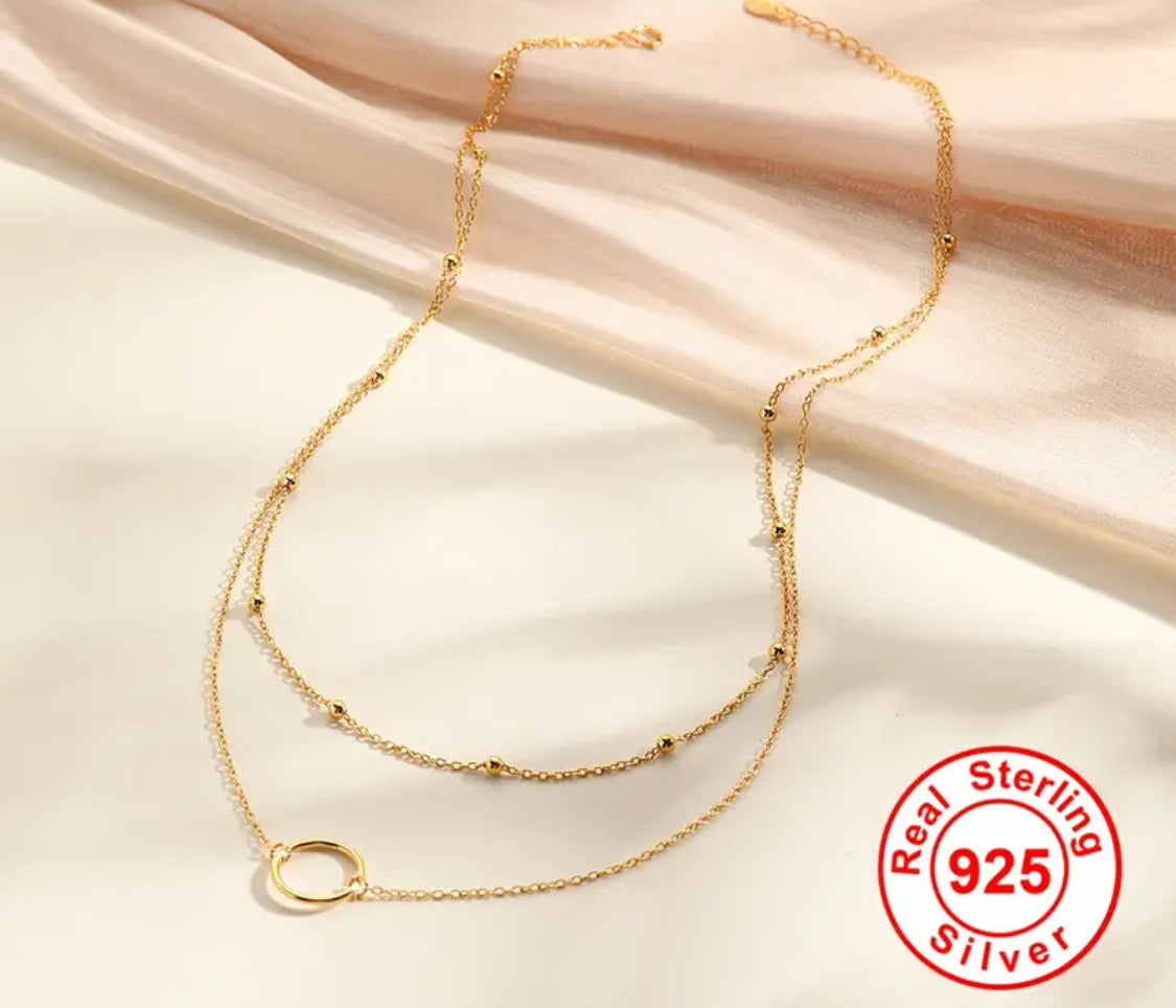 18k Gold Plated Sterling Silver Double Necklace