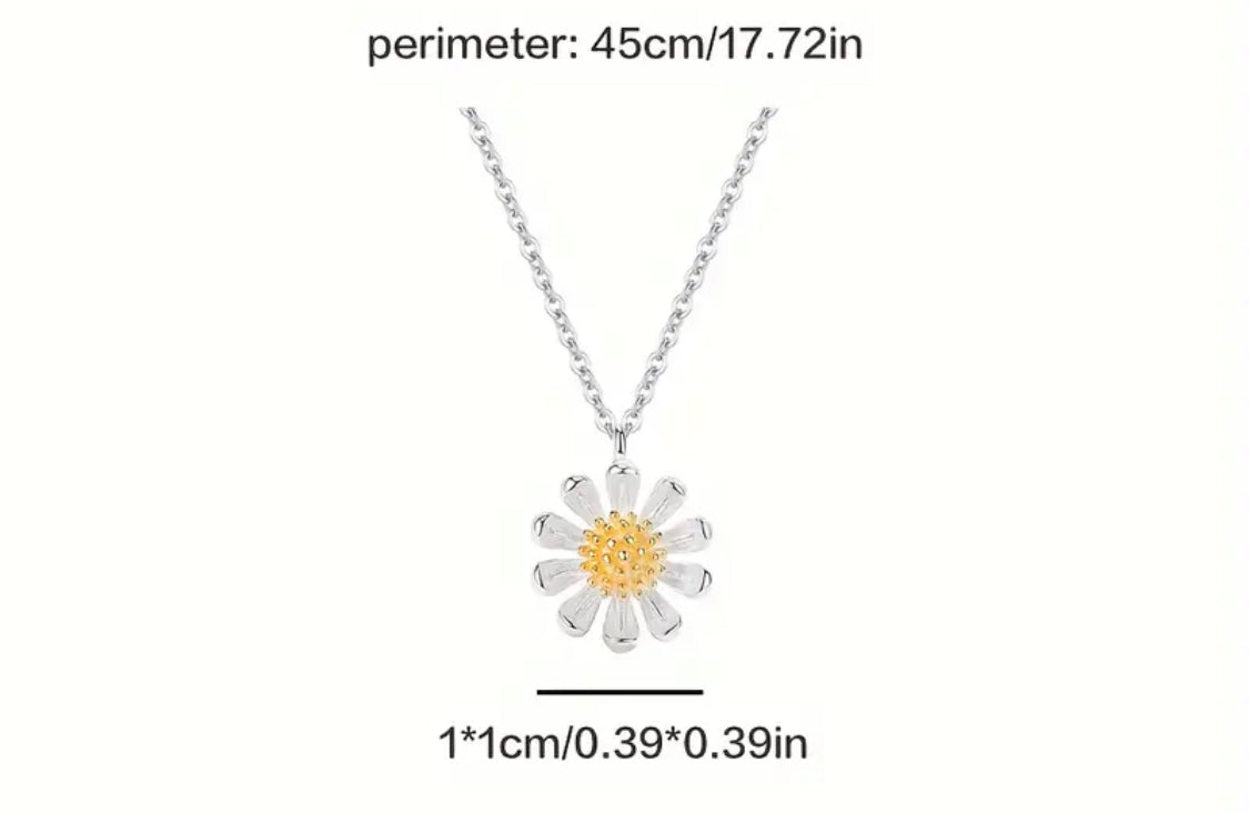 925 Sterling Silver Daisy Pendant Necklace