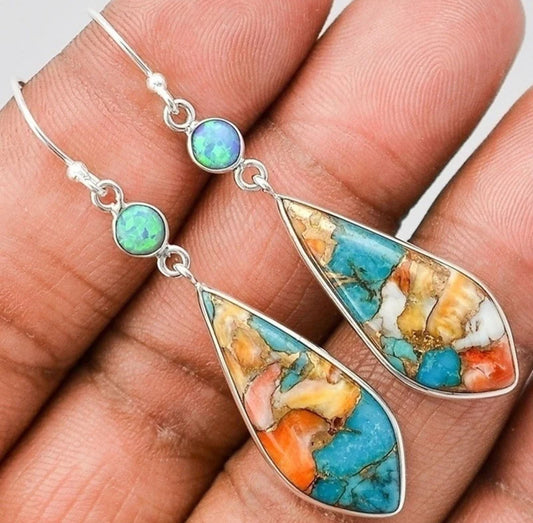 Multi-Colored Turquoise Dangle Earrings