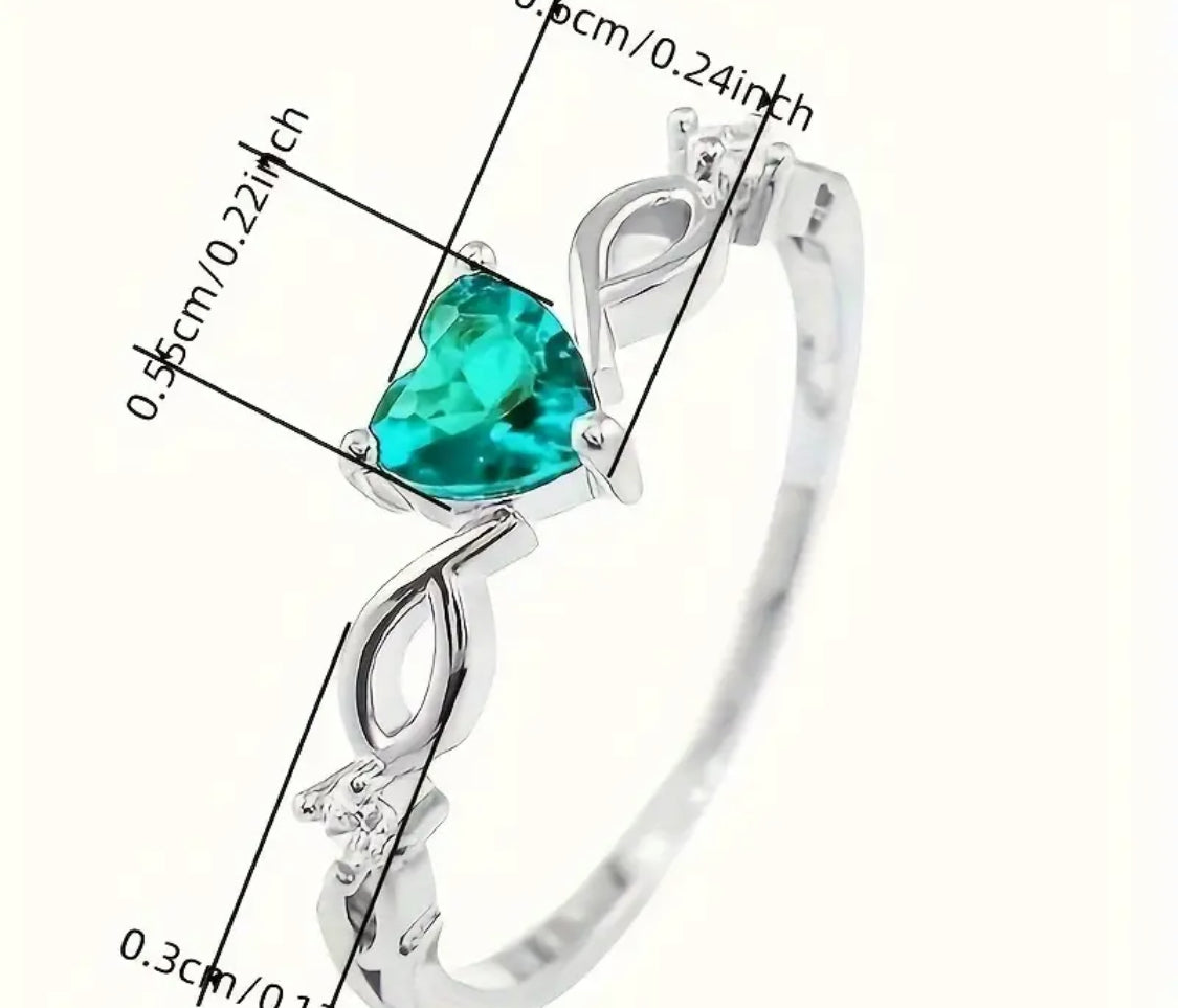 18k Gold-Plated Mint Green Heart Ring