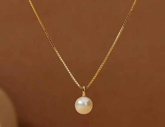 18k Gold-Plated 925 Sterling Silver Pearl Pendant Necklace