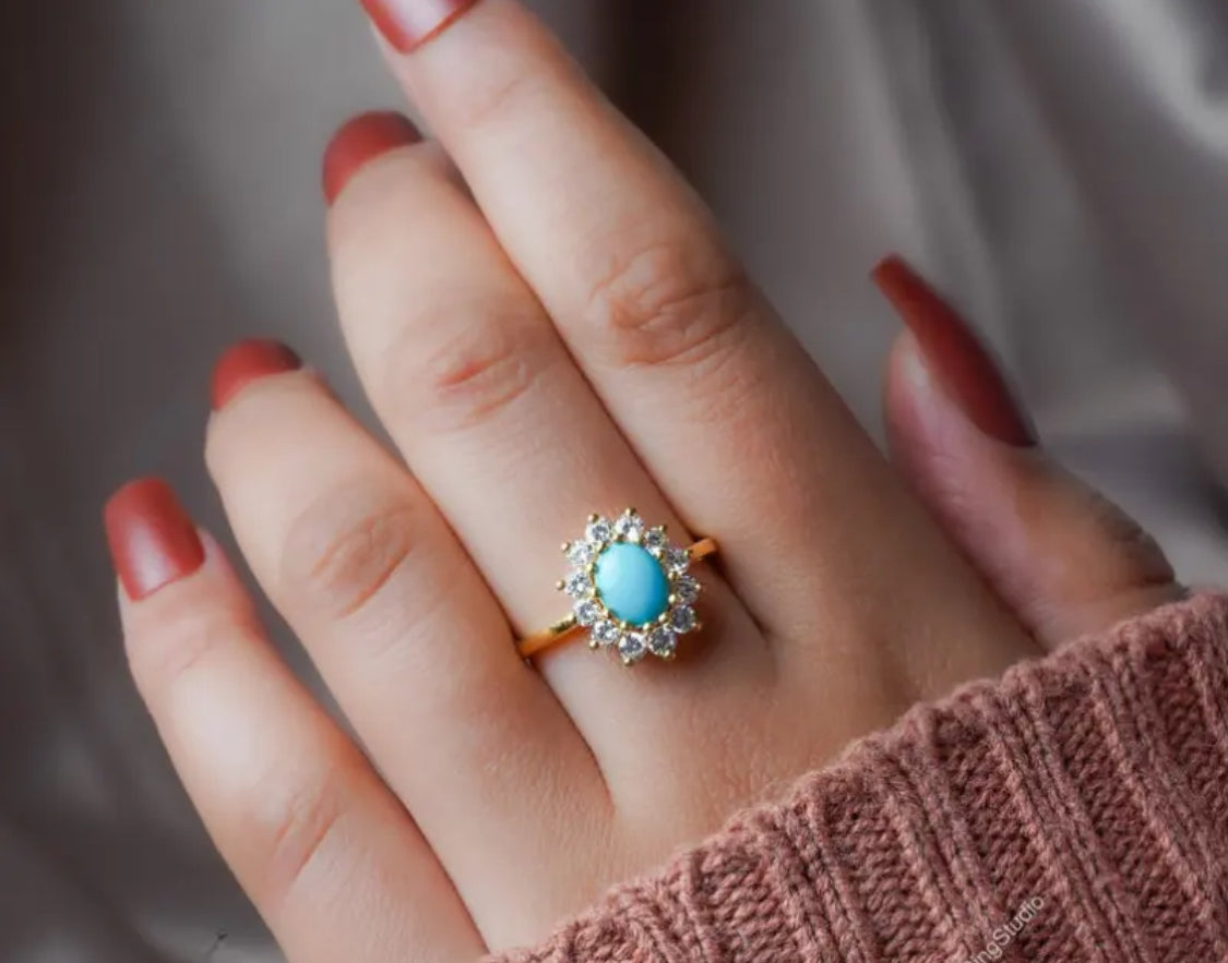 Turquoise Inlaid Fashion Ring