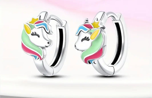 Delicate Petite S925 Unicorn Huggie Hoop Earrings