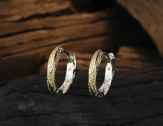 Contrast Texture Gold-Silver Huggie Hoop Earrings