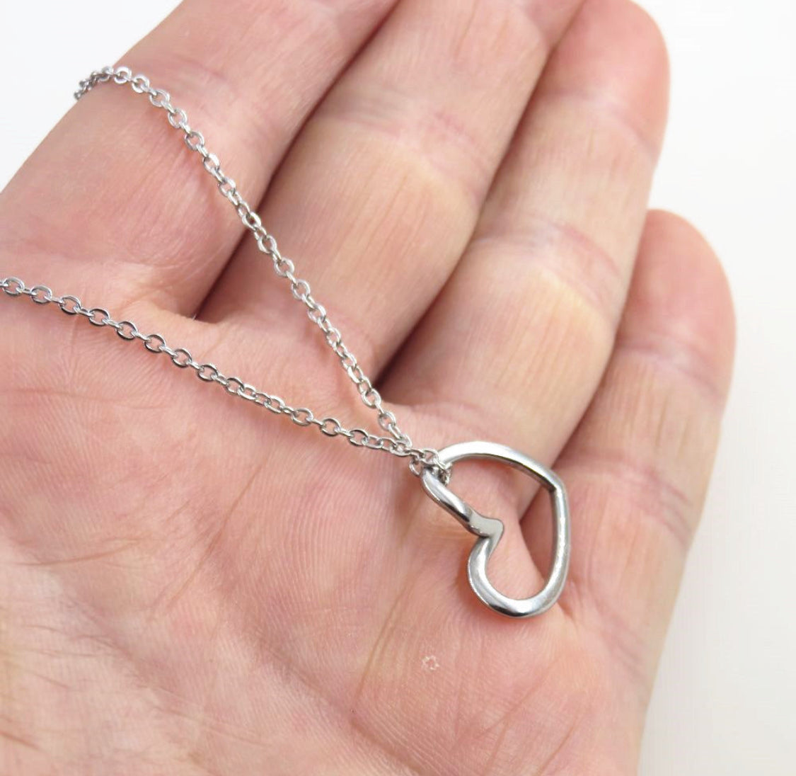 Beautiful Stainless Steel Twisted Heart Pendant Necklace