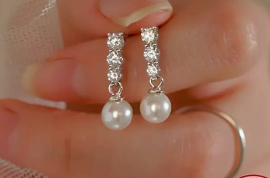 Classic 925 Silver Faux Pearl Earrings