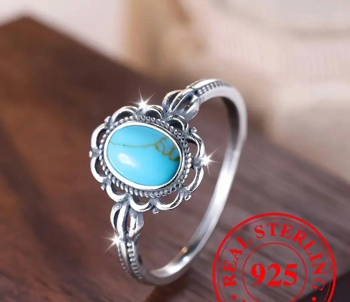 Turquoise Ring 925 Oval shaped