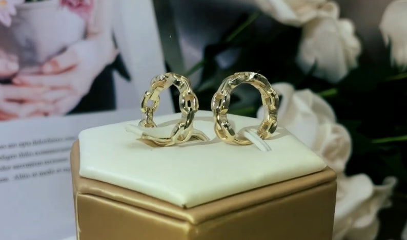 18k Gold Plated S925 Petite Huggie Hoop Chain Style Earrings