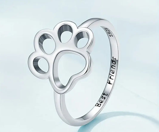 925 Sterling Silver Dog-Cat Paw Ring