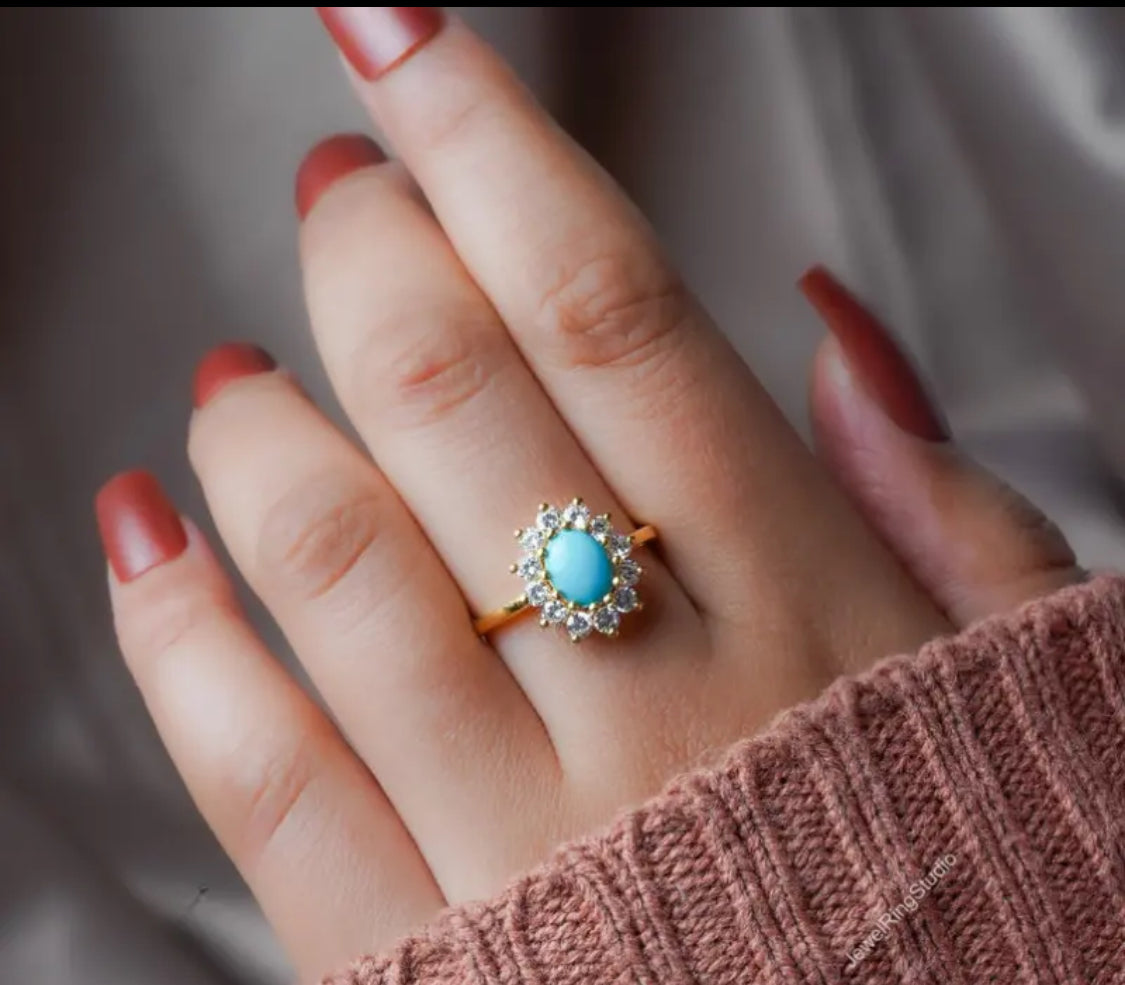 Turquoise Inlaid Fashion Ring