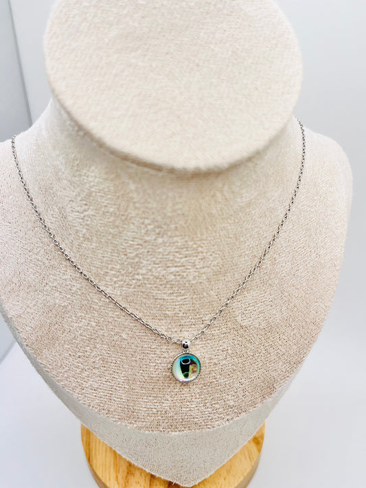 Mesmerizing Silver Aquamarine Faux Gemstone Pendant Necklace