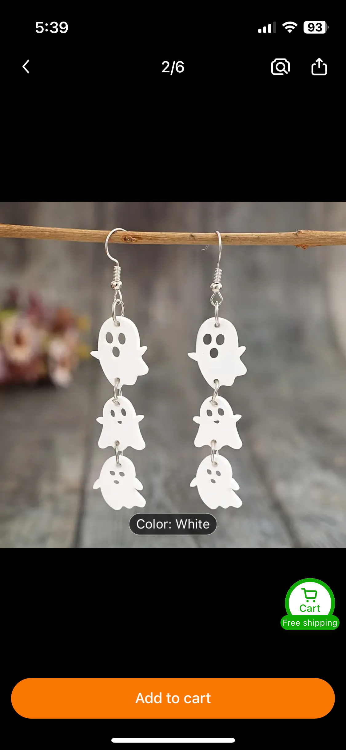 Spooky Chic White Halloween Ghost Dangle Earrings