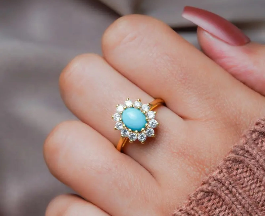 Turquoise Inlaid Fashion Ring