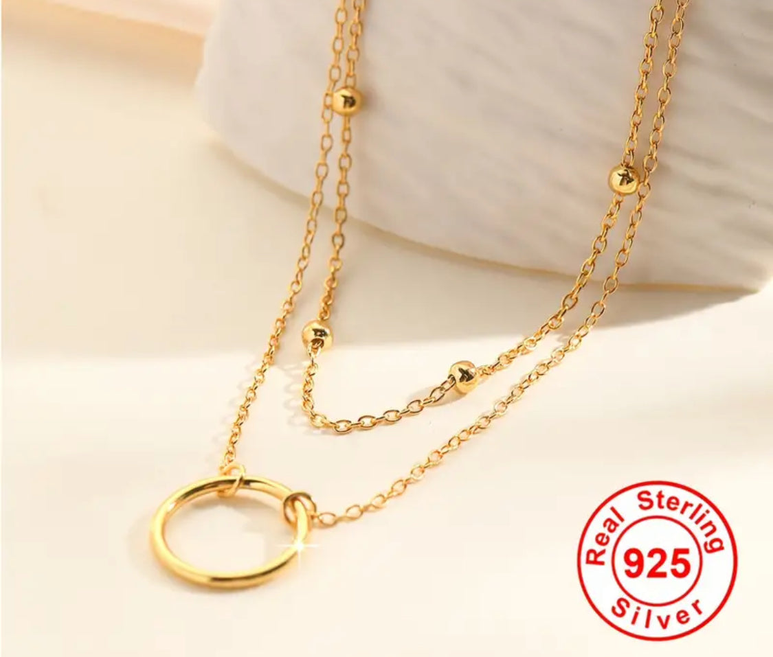 18k Gold Plated Sterling Silver Double Necklace