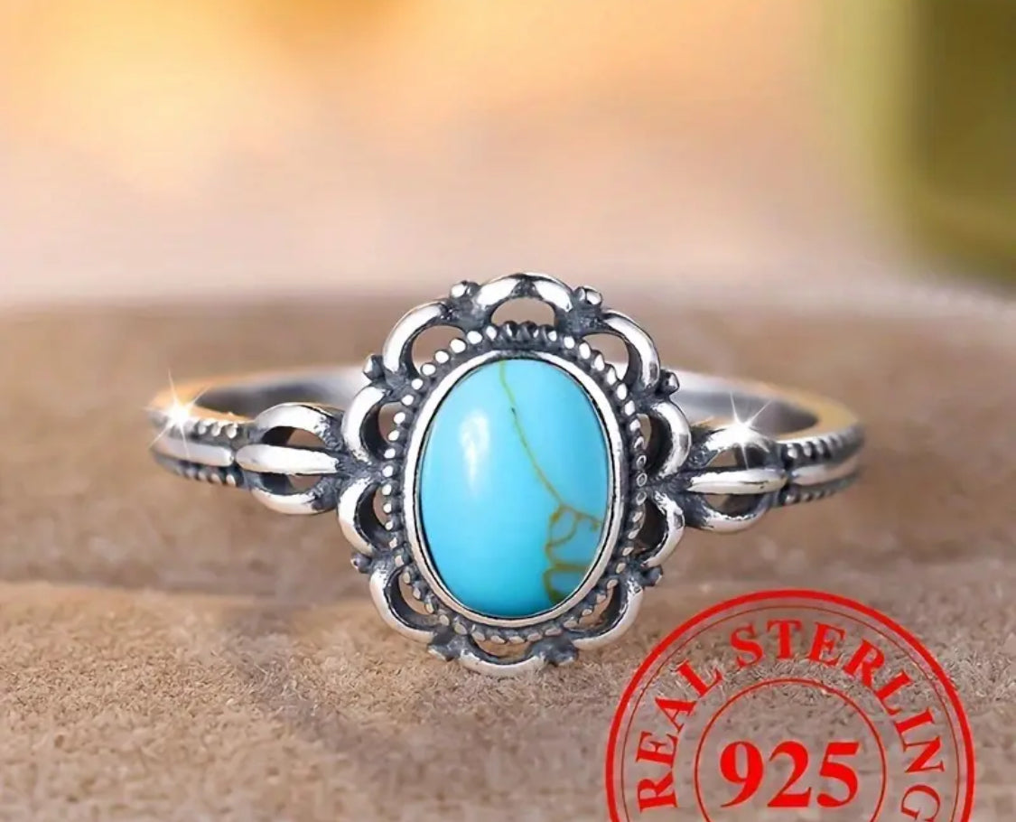 Turquoise Ring 925 Oval shaped