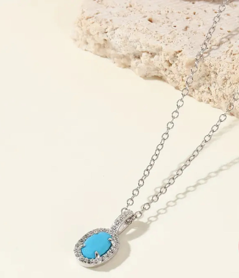 Blue Pine Pendant Necklace - 925 Sterling Silver