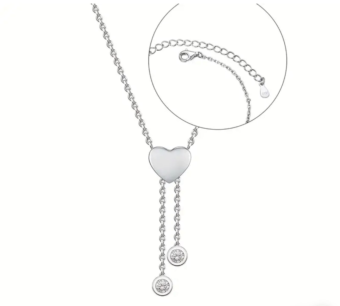 18ct White Gold Plated 925 Sterling Silver Tassel Pendant Necklace