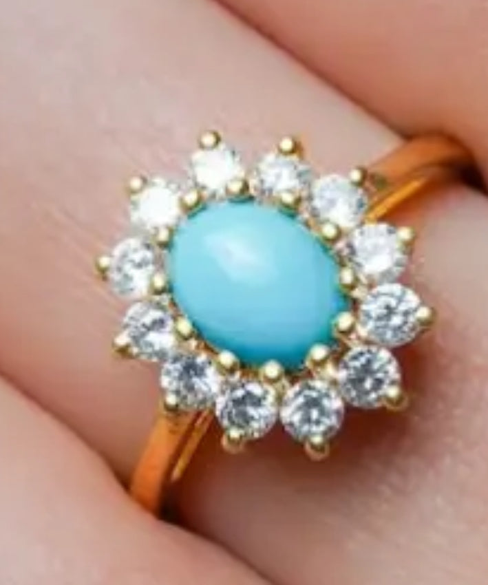 Turquoise Inlaid Fashion Ring