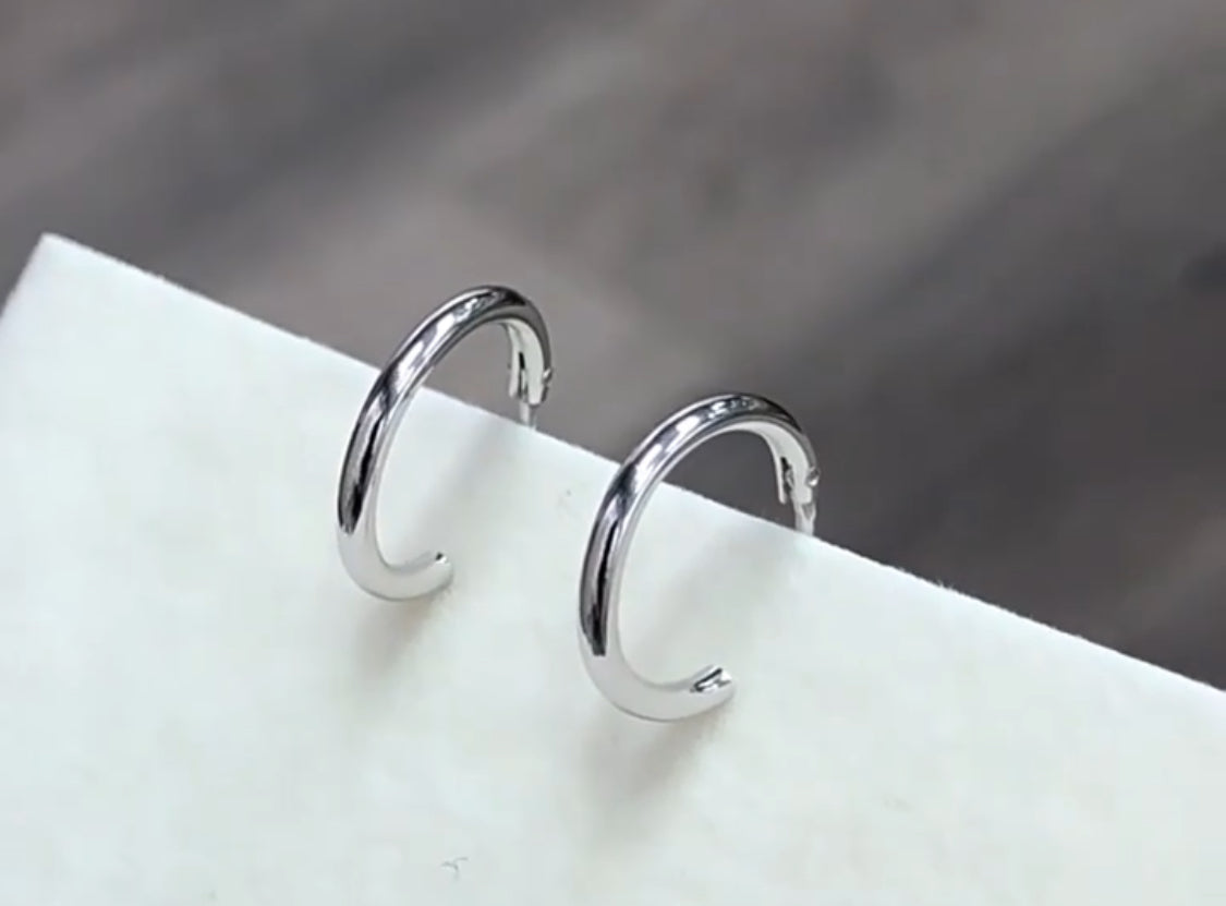 Classic Trendy Basic S925 Silver Huggie Hoop Earrings