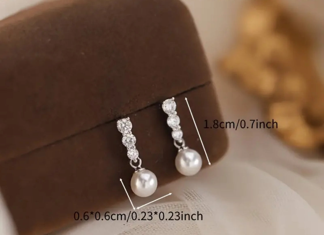 Classic 925 Silver Faux Pearl Earrings