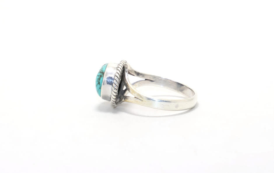 Handcrafted Oval Turquoise Sterling Silver Promise Ring