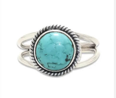 Handcrafted Round Turquoise Sterling Silver Ring