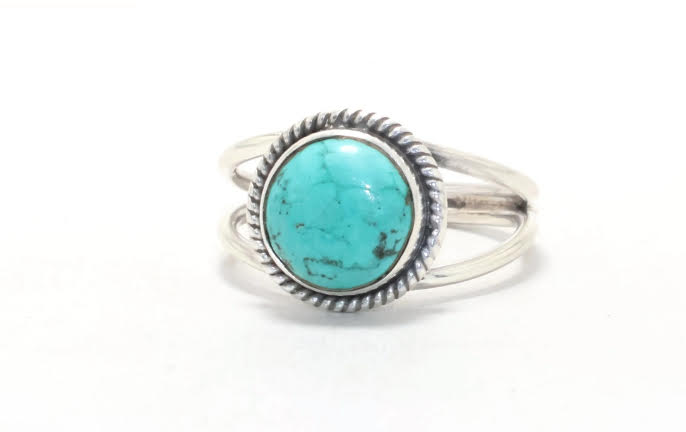 Handcrafted Round Turquoise Sterling Silver Ring